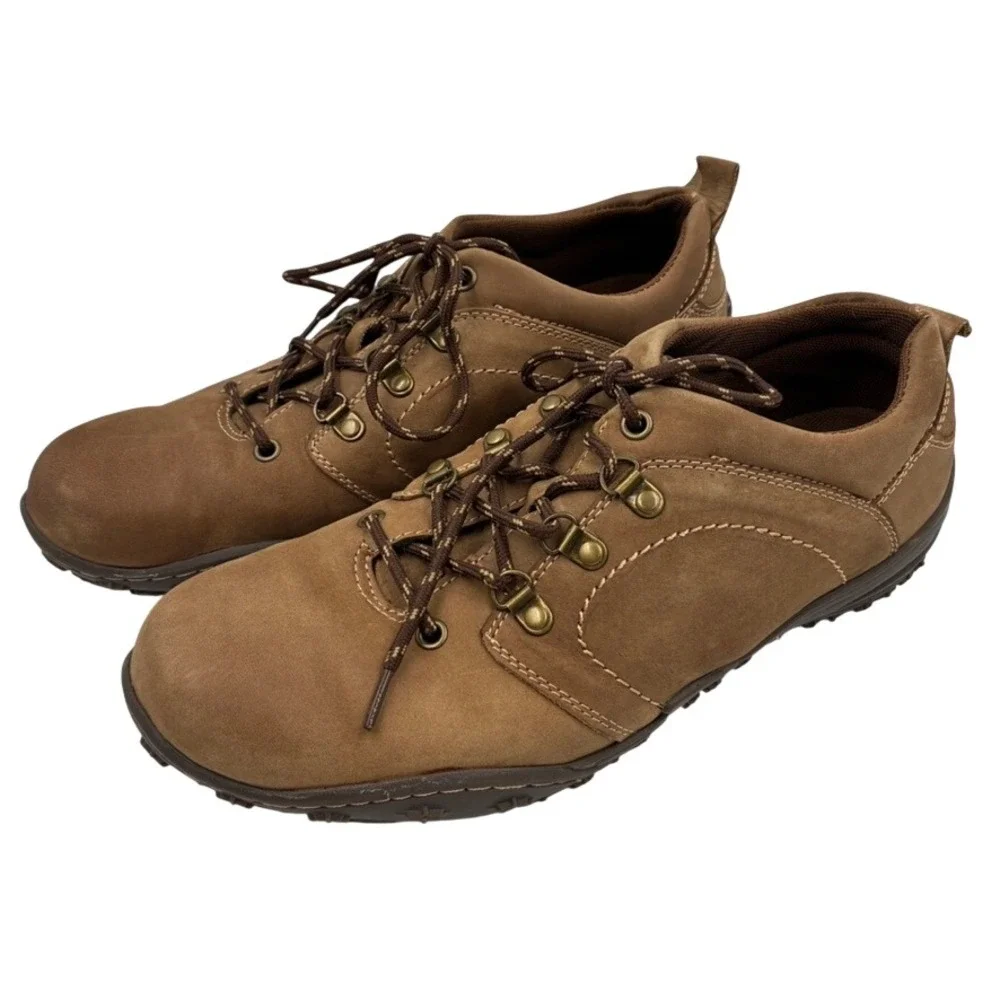 Muk Luks Kadin Men's Brown Cow Leather  Lace Up Hiking Walking Shoes Size‎ 10
